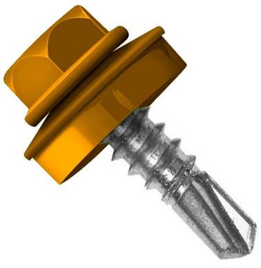 Саморез кровельный со сверлом 5,5х38 RAL 1028 дынно-желтый - фото